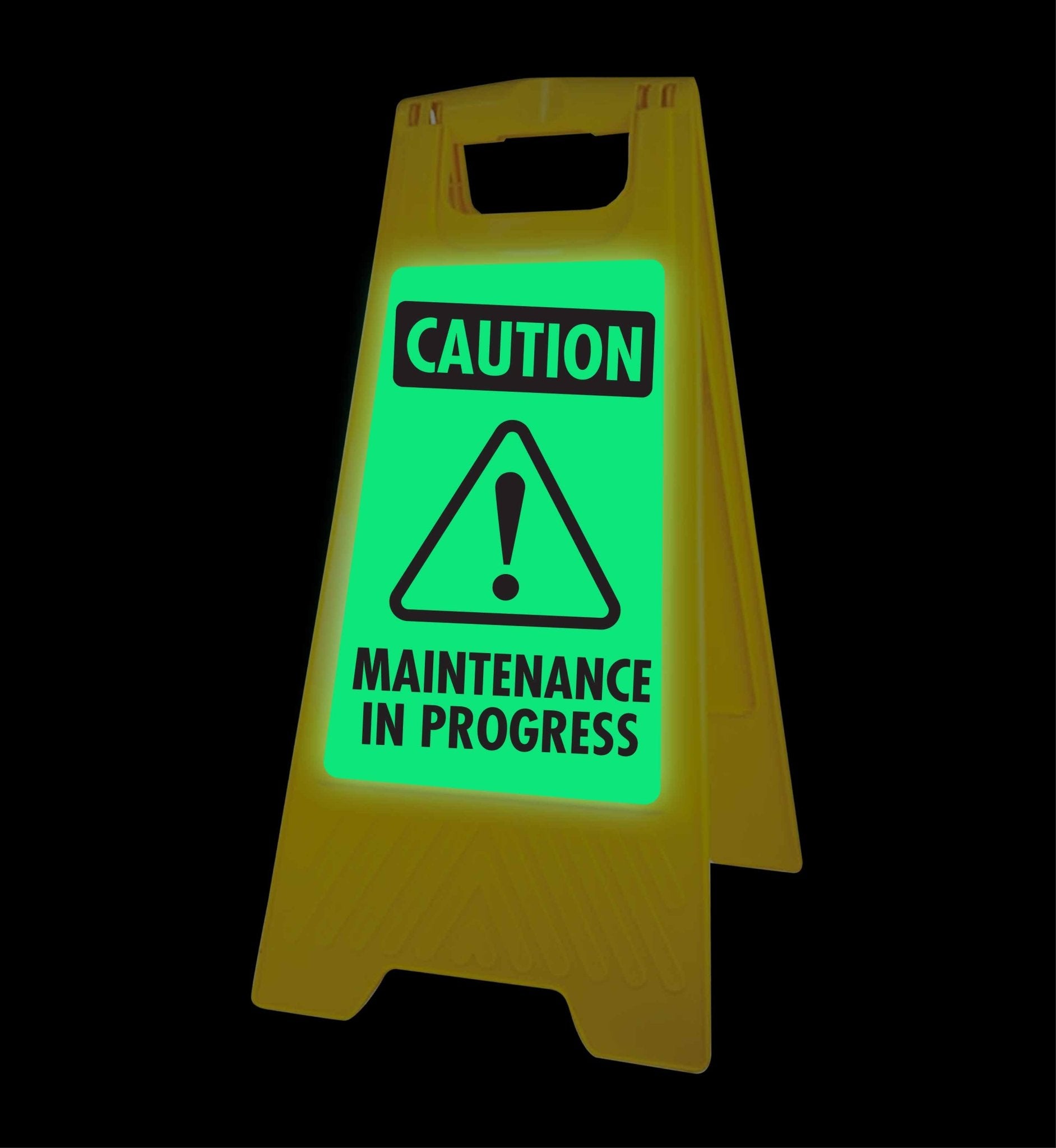 Glow In The Dark - Yellow A - Frame - Caution Maintenance In Progress - New Signs