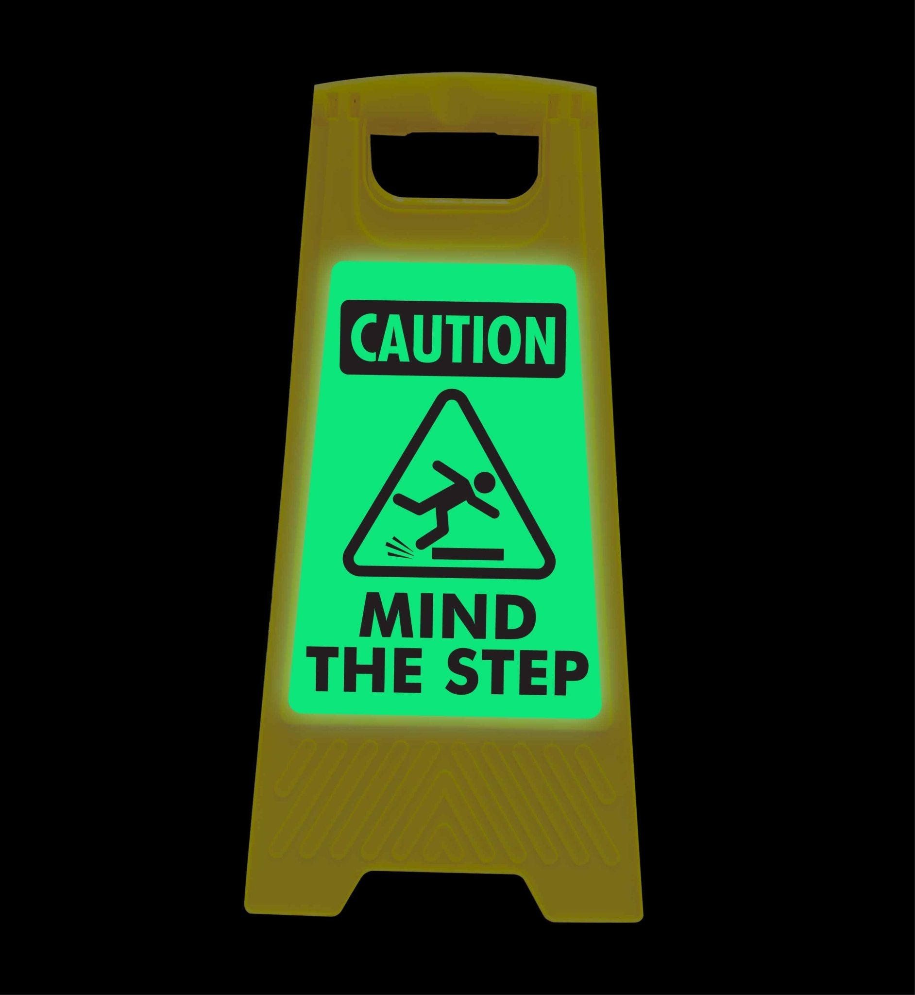 Glow In The Dark - Yellow A - Frame - Caution Mind The Step - New Signs