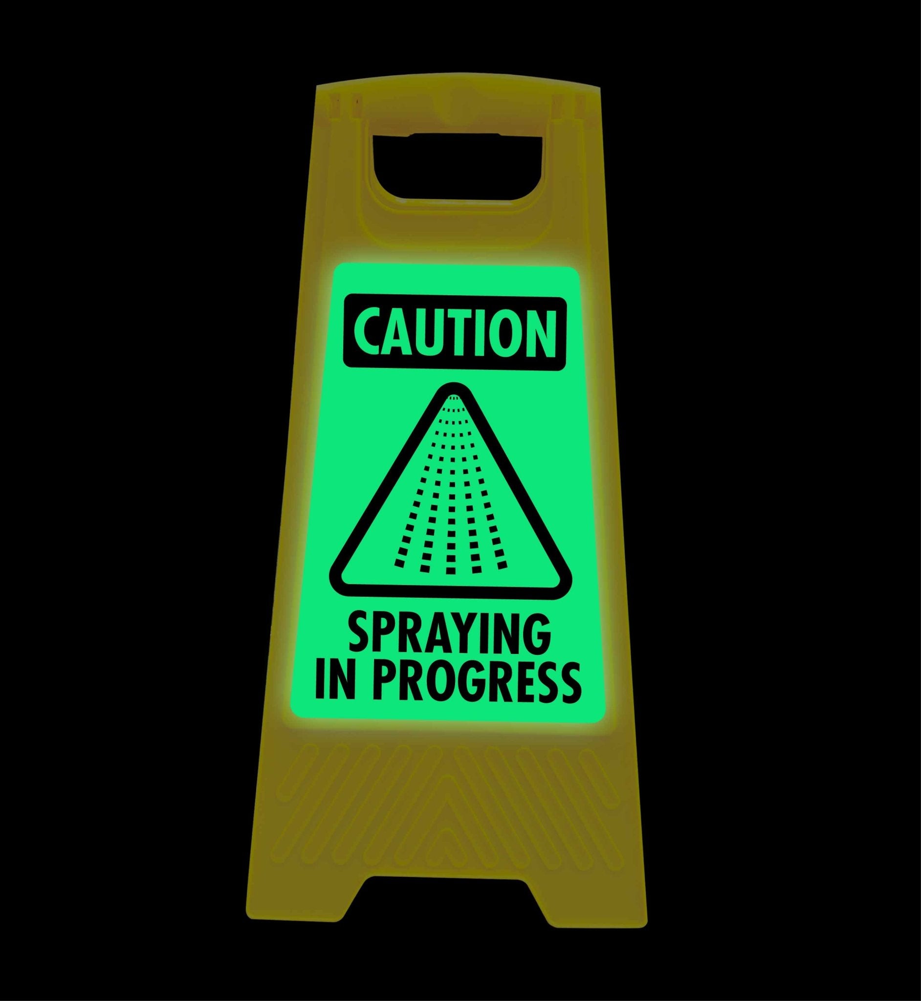 Glow In The Dark - Yellow A - Frame - Caution Spraying In Progress - New Signs