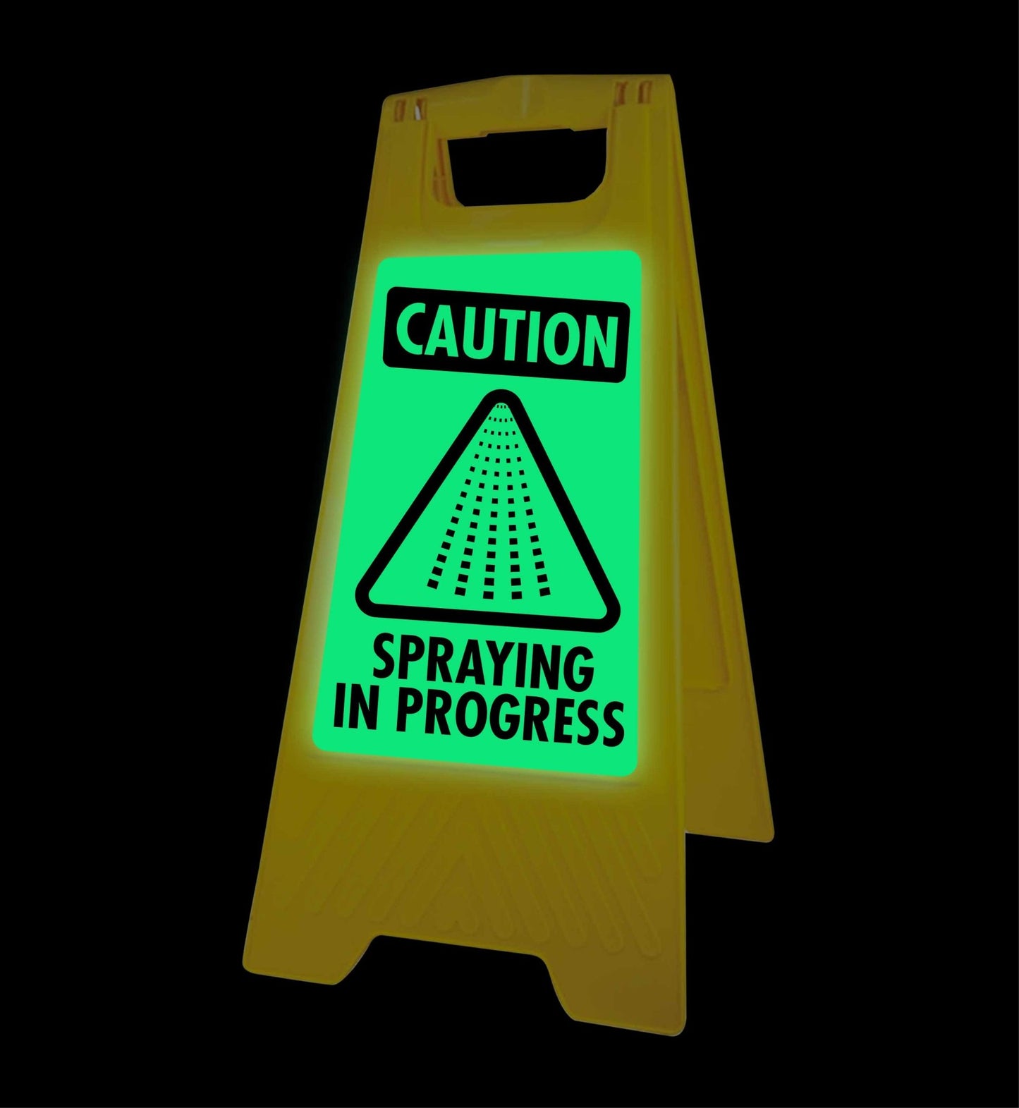 Glow In The Dark - Yellow A - Frame - Caution Spraying In Progress - New Signs