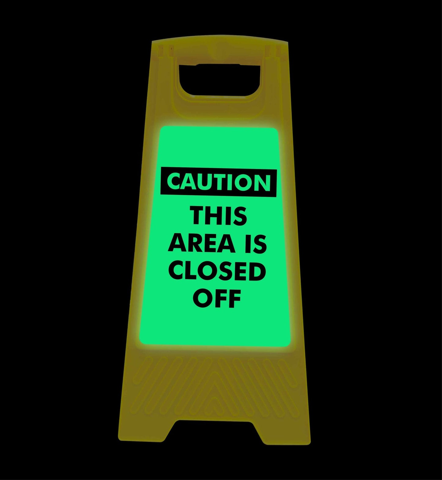 Glow In The Dark - Yellow A - Frame - Caution This Area Is Closed Off - New Signs