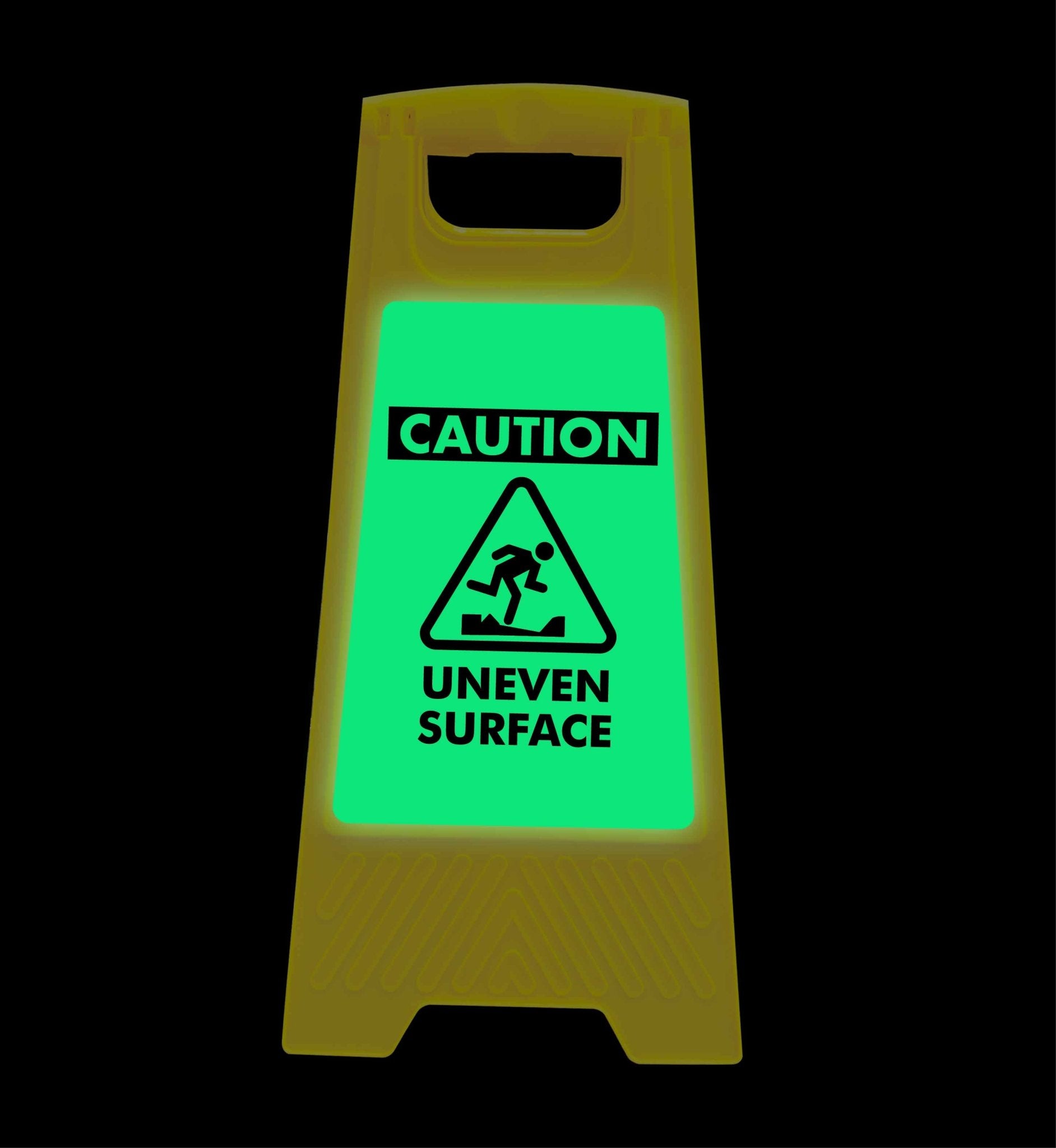 Glow In The Dark - Yellow A - Frame - Caution Uneven Surface - New Signs