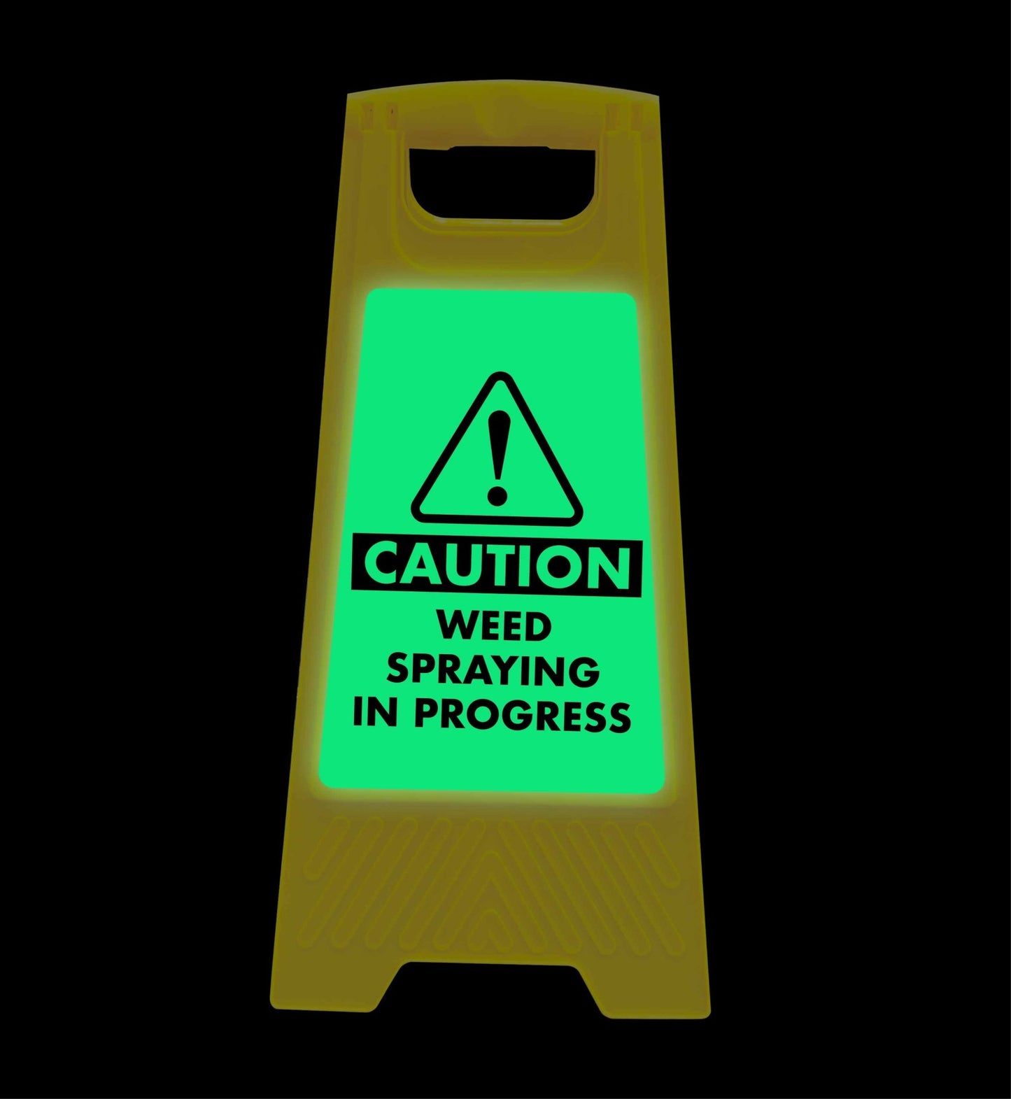 Glow In The Dark - Yellow A - Frame - Caution Weed Spraying - New Signs