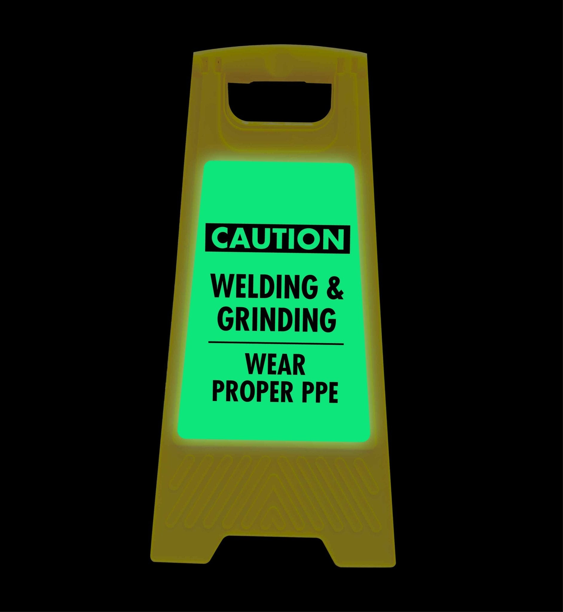Glow In The Dark - Yellow A - Frame - Caution Welding and Grinding - New Signs