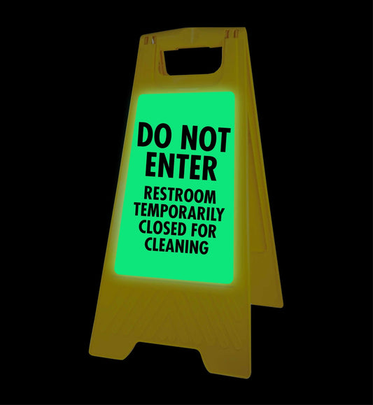 Glow In The Dark - Yellow A - Frame - Do Not Enter Restroom Temporarily Closed - New Signs