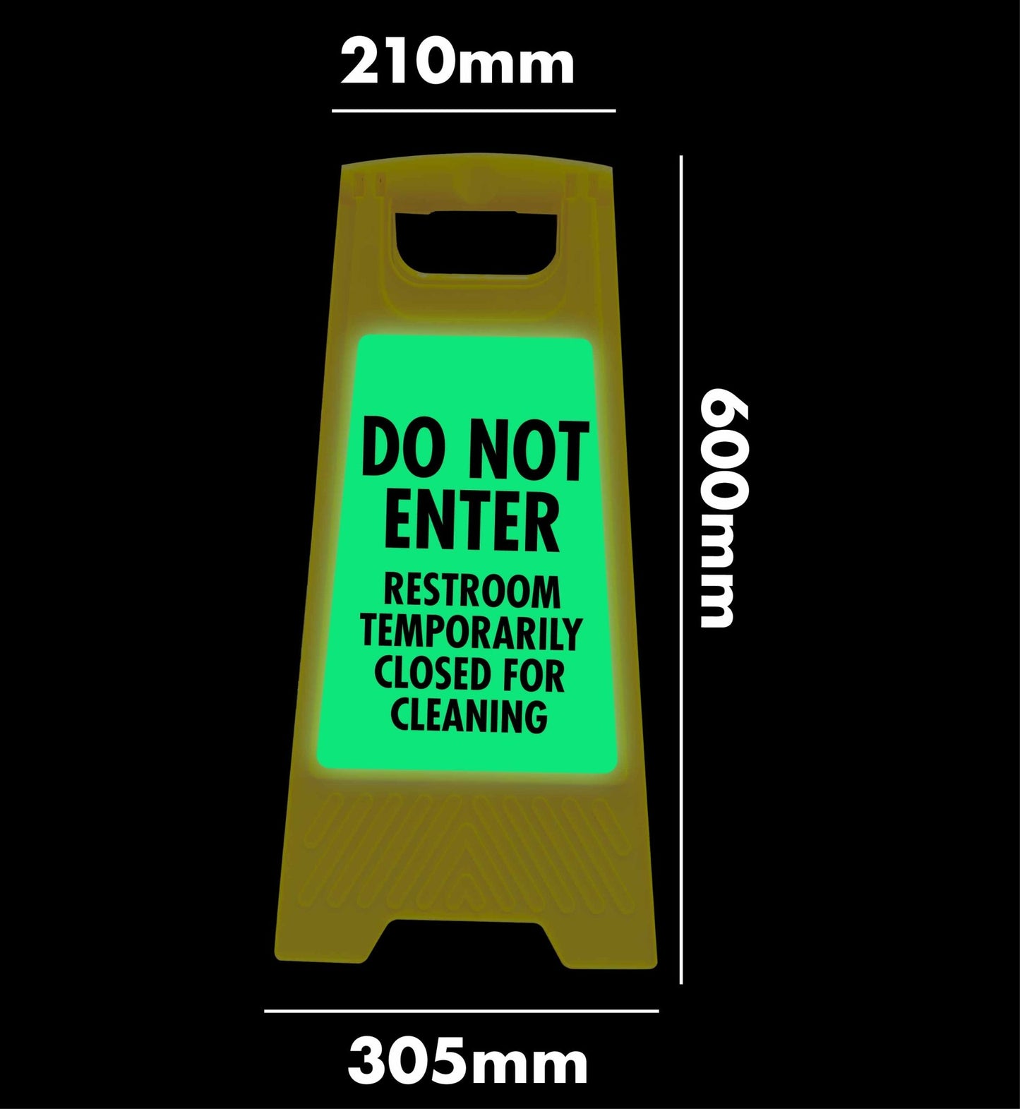 Glow In The Dark - Yellow A - Frame - Do Not Enter Restroom Temporarily Closed - New Signs