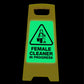 Glow In The Dark - Yellow A - Frame - Female Cleaner In Progress - New Signs