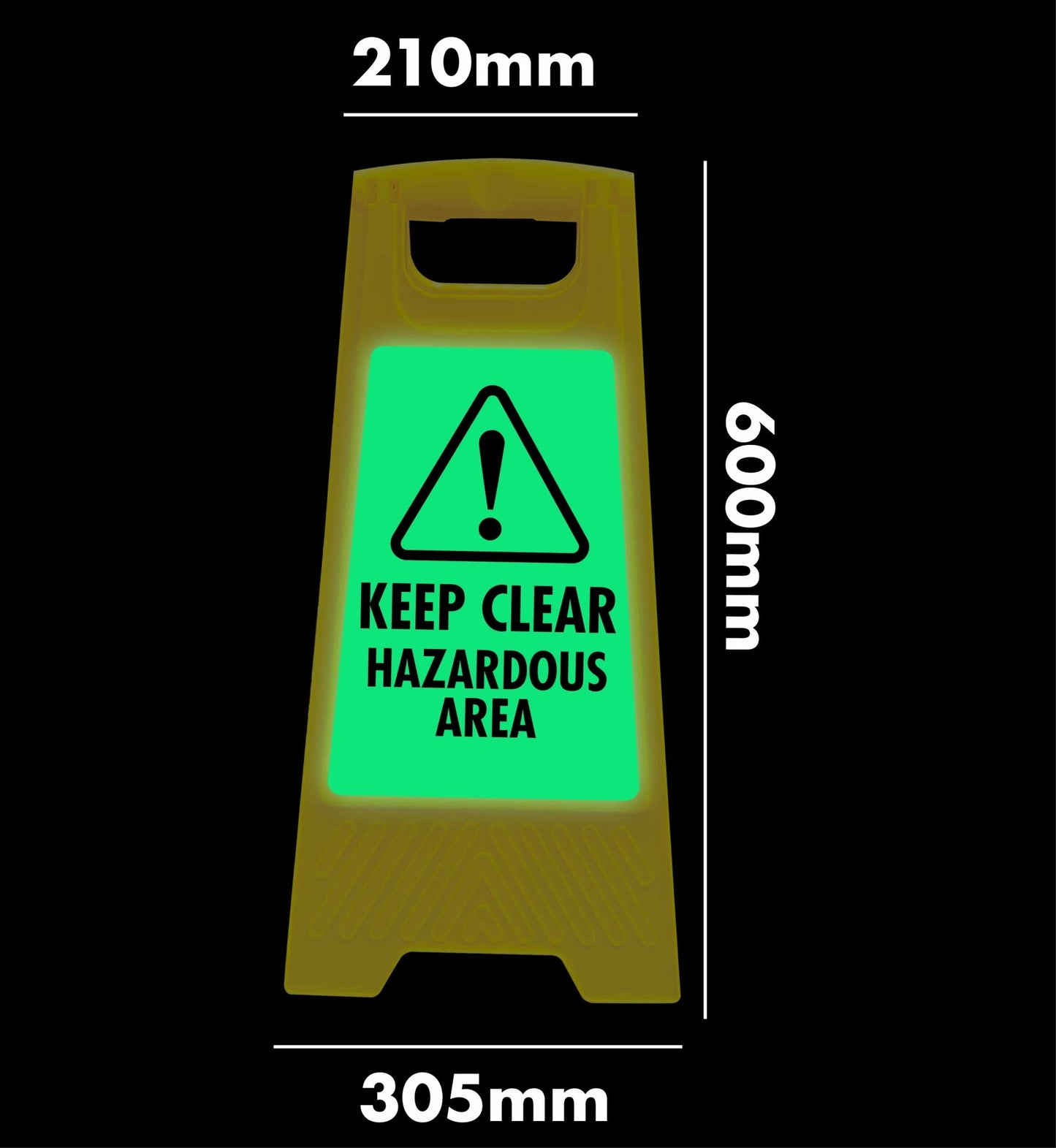 Glow In The Dark - Yellow A - Frame - Keep Clear Hazardous Area - New Signs