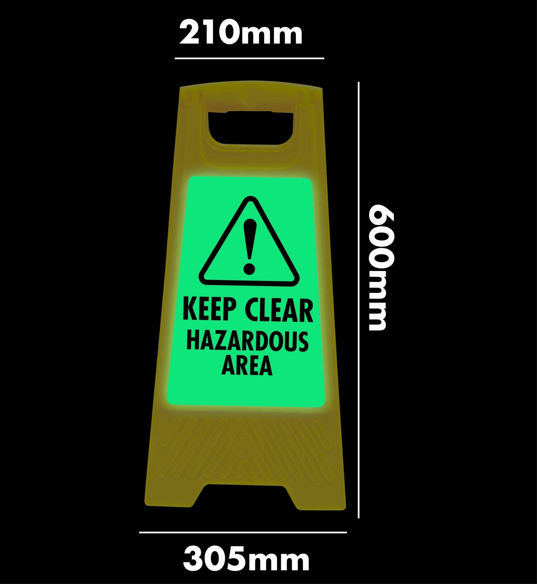Glow In The Dark - Yellow A - Frame - Keep Clear Hazardous Area - New Signs