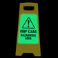 Glow In The Dark - Yellow A - Frame - Keep Clear Hazardous Area - New Signs
