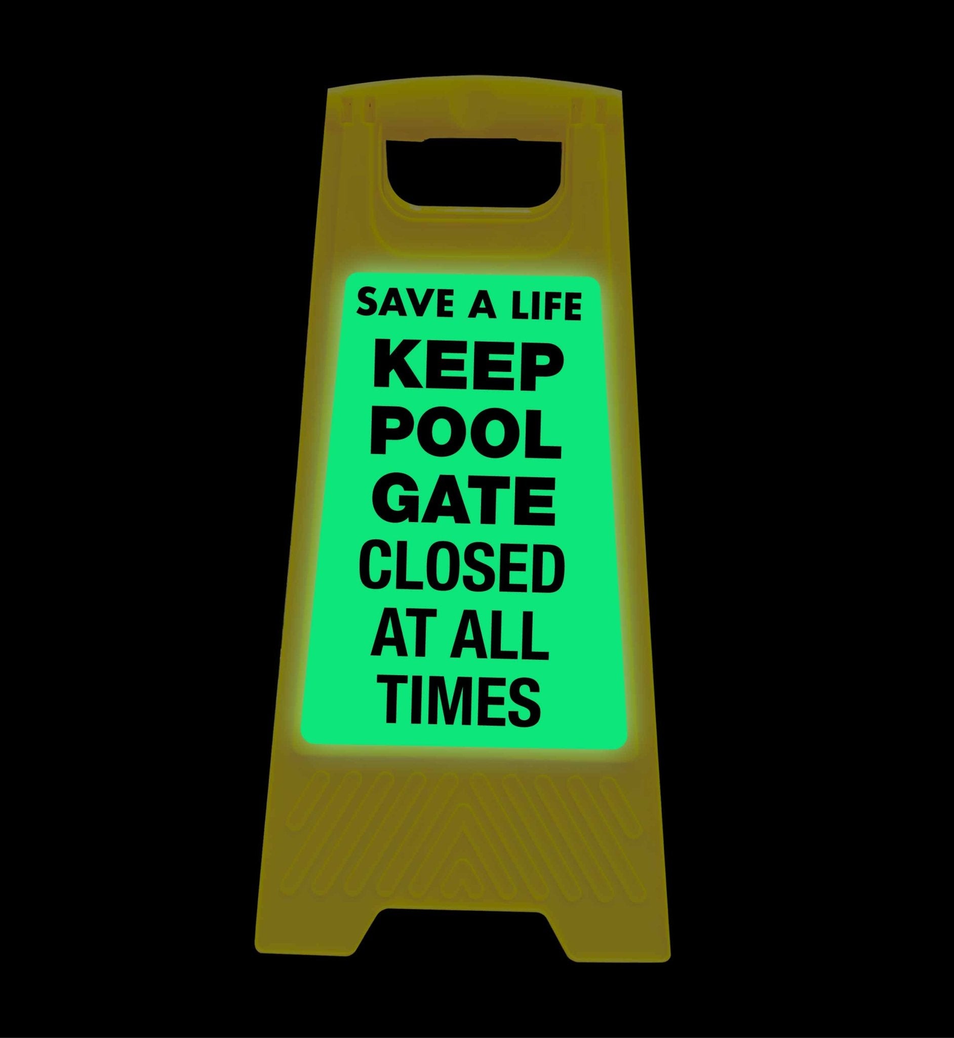 Glow In The Dark - Yellow A - Frame - Keep Pool Gate Closed At All Times - New Signs