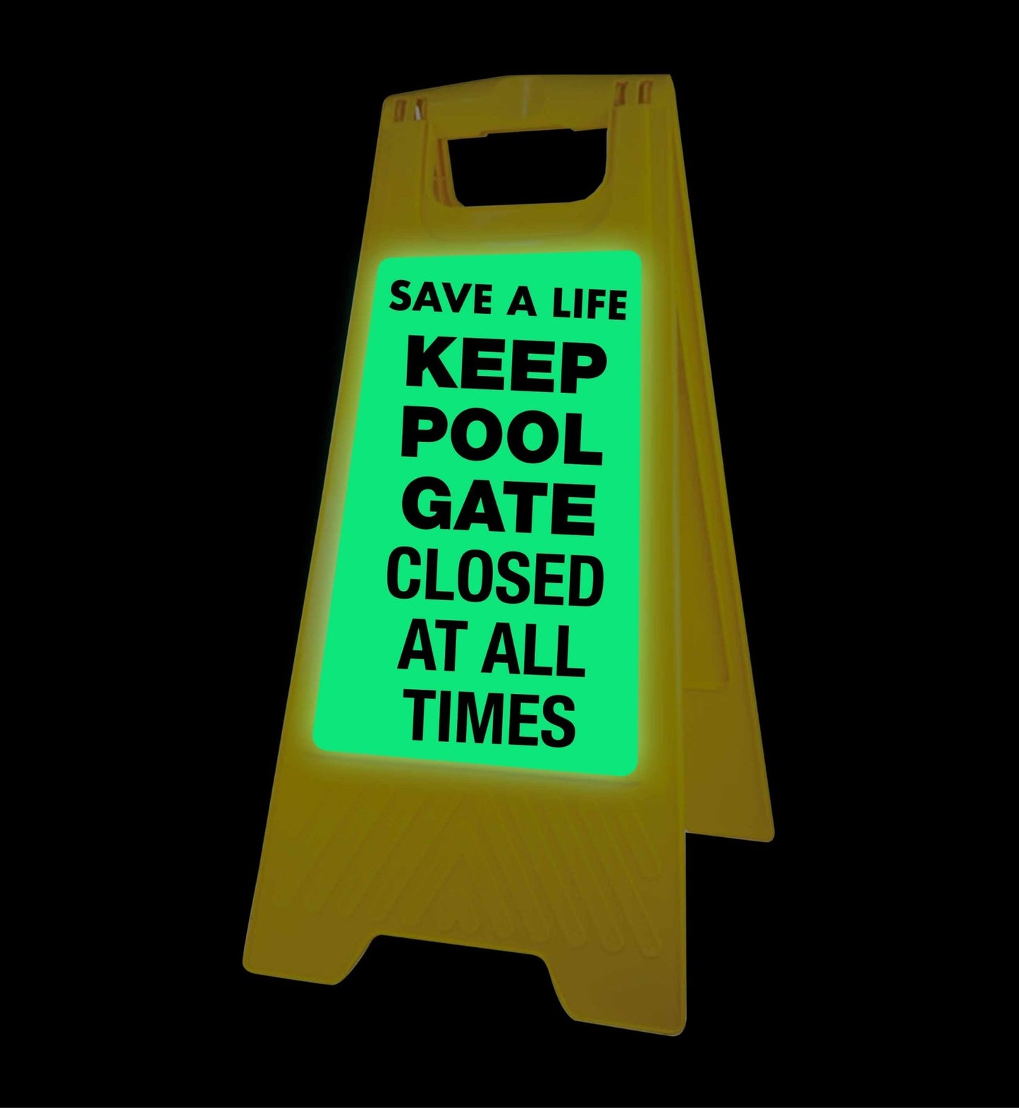 Glow In The Dark - Yellow A - Frame - Keep Pool Gate Closed At All Times - New Signs