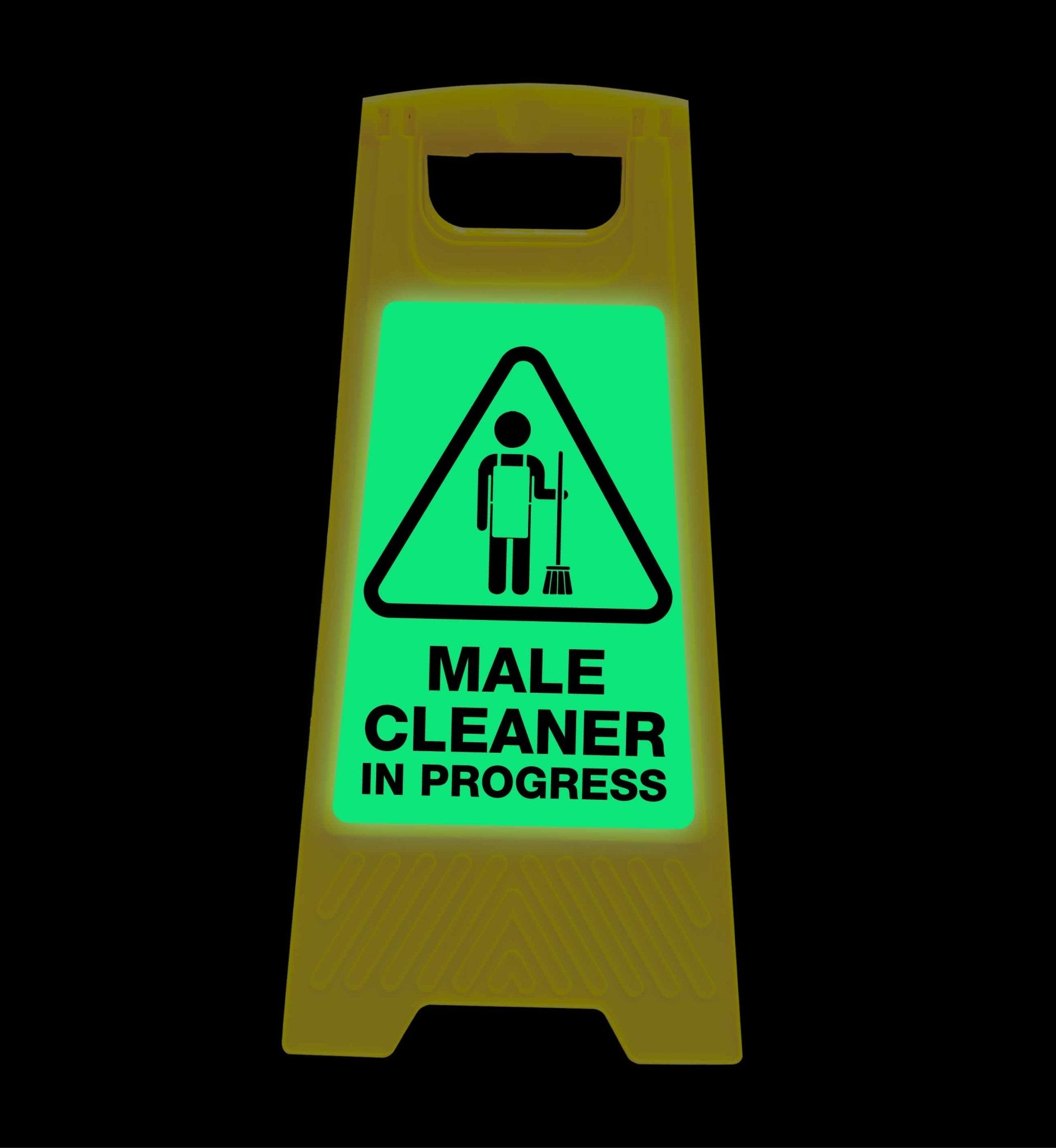 Glow In The Dark - Yellow A - Frame - Male Cleaner In Progress - New Signs