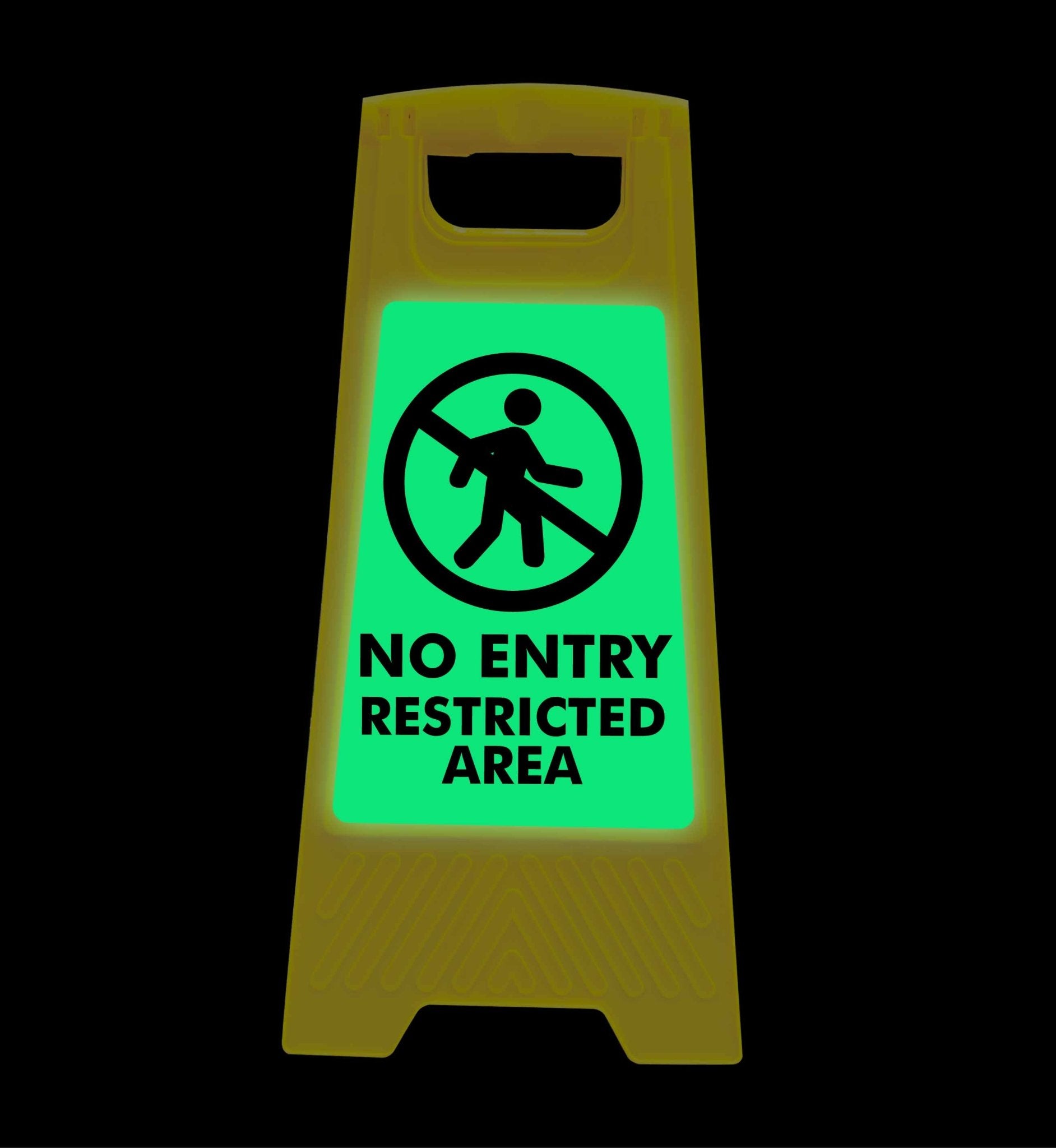 Glow In The Dark - Yellow A - Frame - No Entry Restricted Area - New Signs