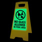 Glow In The Dark - Yellow A - Frame - No Glass Allowed In Pool Area - New Signs