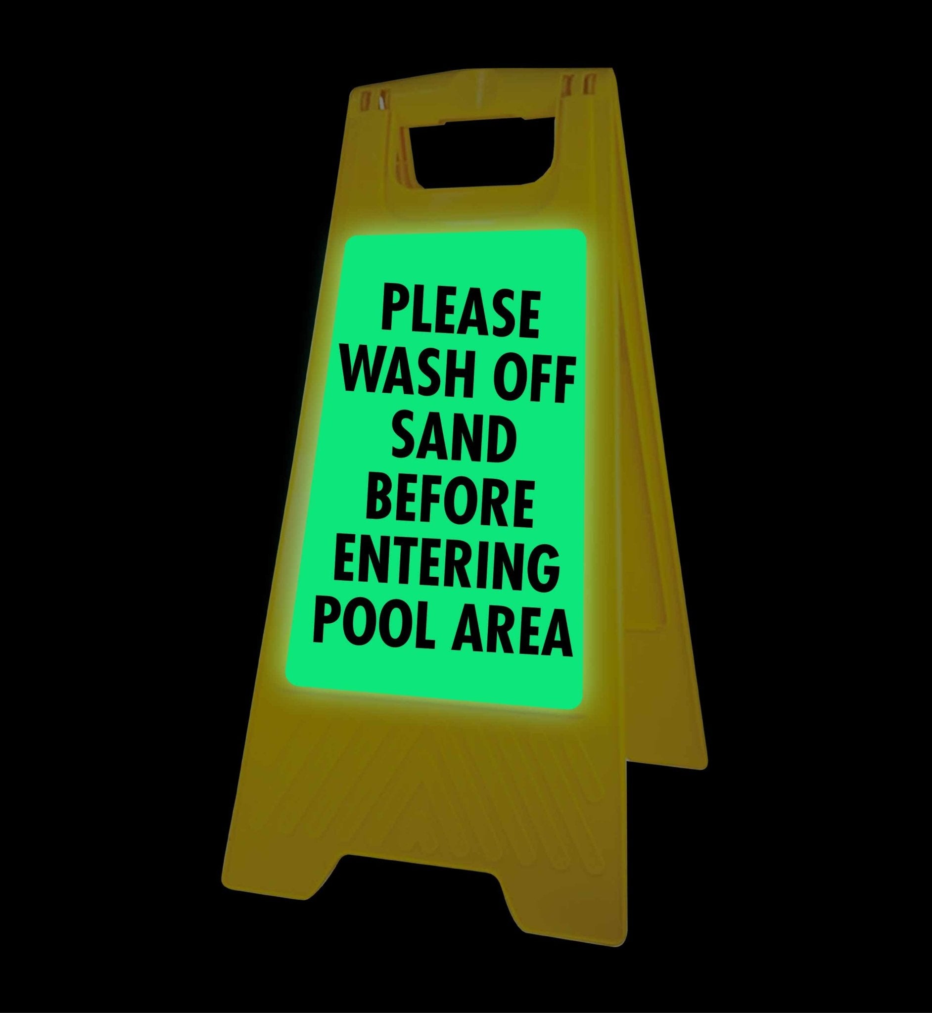 Glow In The Dark - Yellow A - Frame - Please Wash Off Sand - New Signs