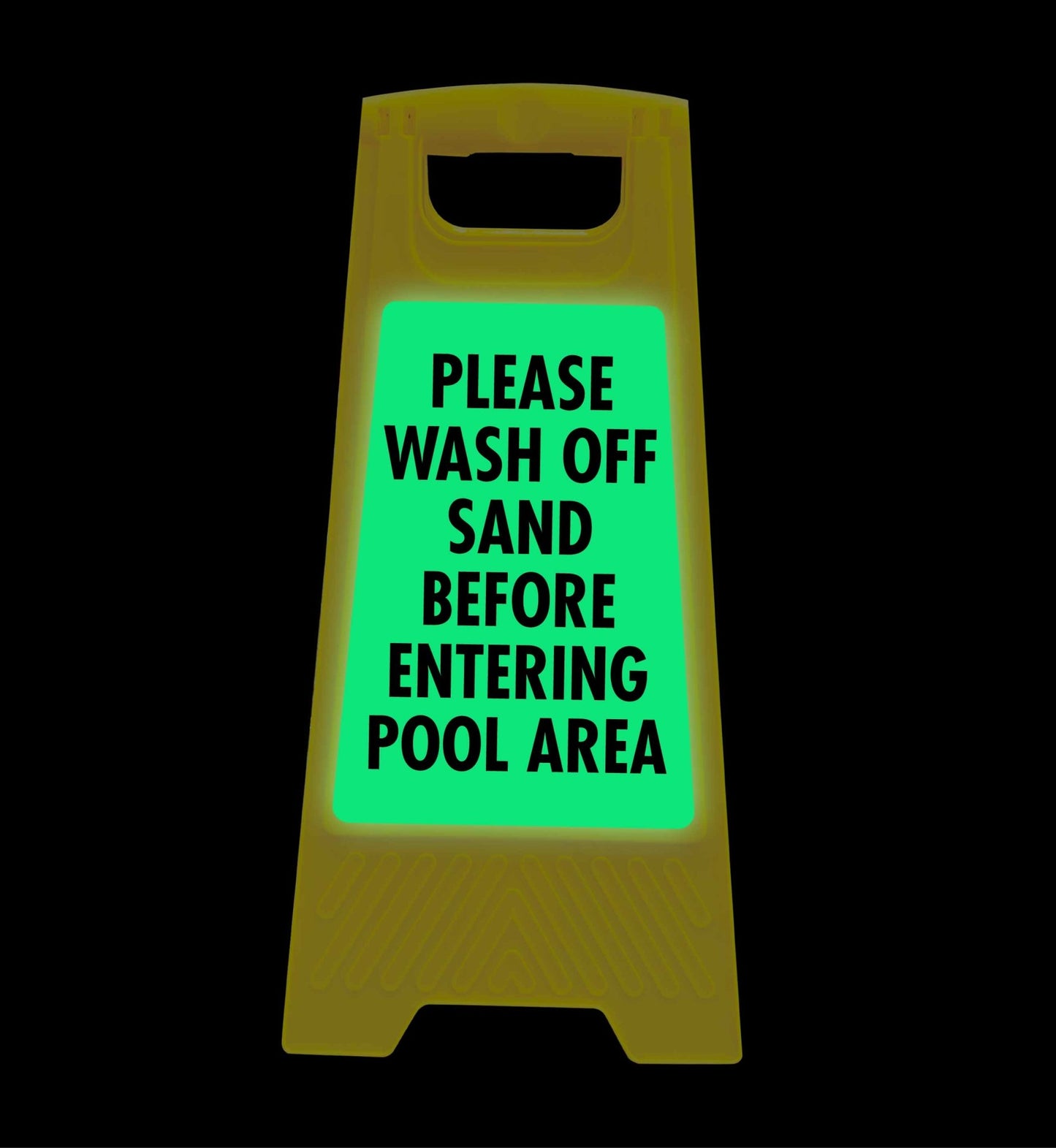 Glow In The Dark - Yellow A - Frame - Please Wash Off Sand - New Signs