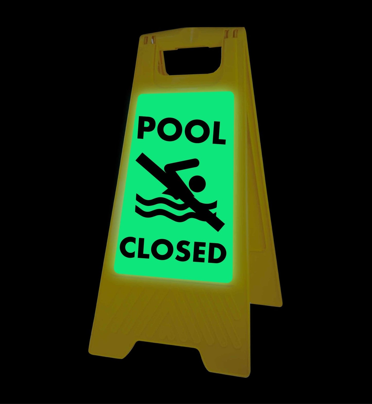 Glow In The Dark - Yellow A - Frame - Pool Closed Symbol - New Signs
