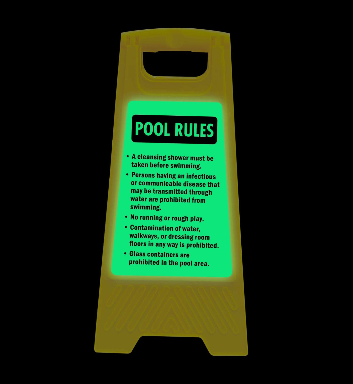 Glow In The Dark - Yellow A - Frame - Pool Rules 3 - New Signs