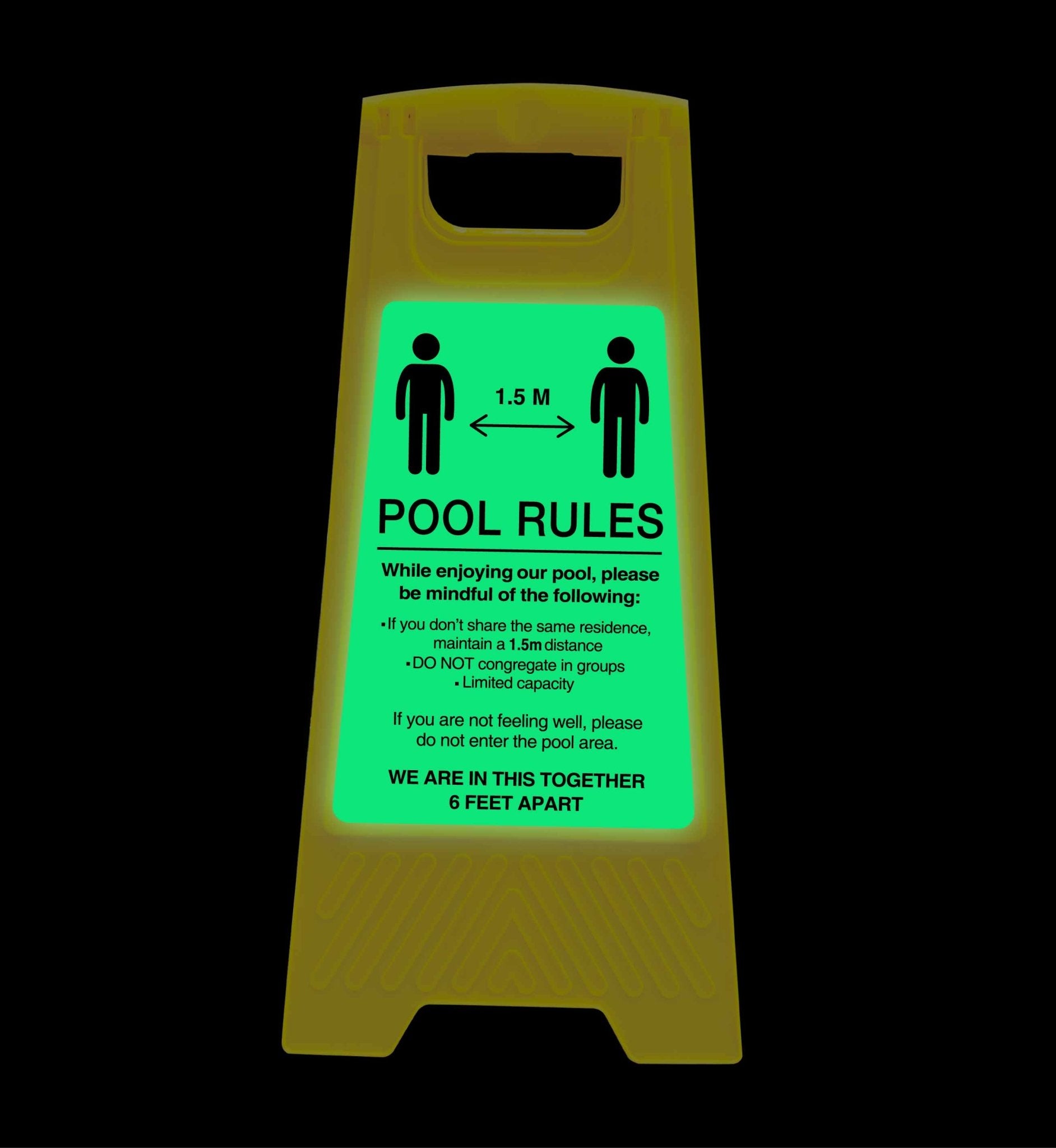 Glow In The Dark - Yellow A - Frame - Pool Rules 5 - New Signs