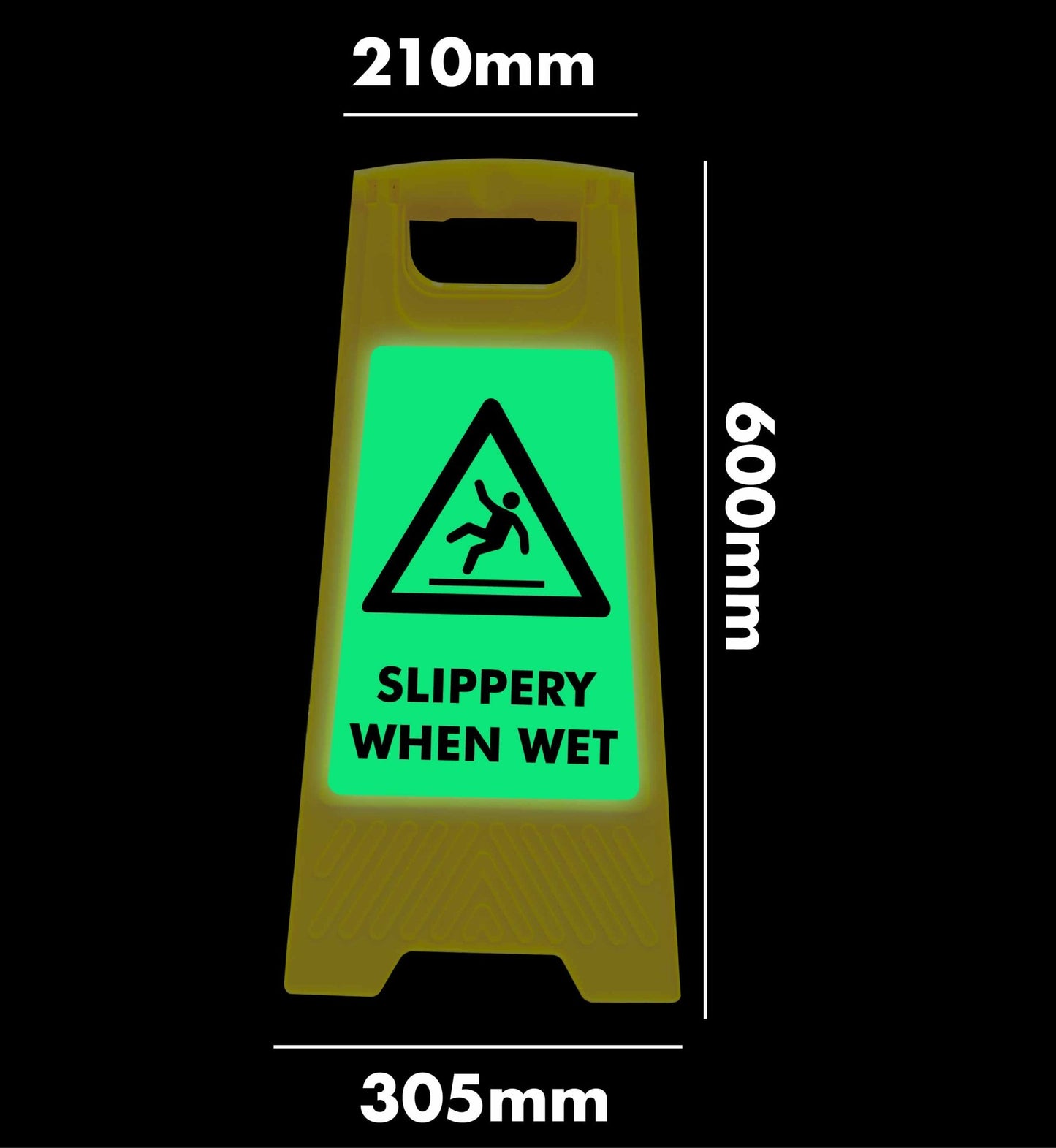 Glow In The Dark - Yellow A - Frame - Slippery When Wet - New Signs