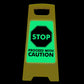 Glow In The Dark - Yellow A - Frame - Stop Proceed With Caution - New Signs