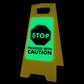 Glow In The Dark - Yellow A - Frame - Stop Proceed With Caution - New Signs