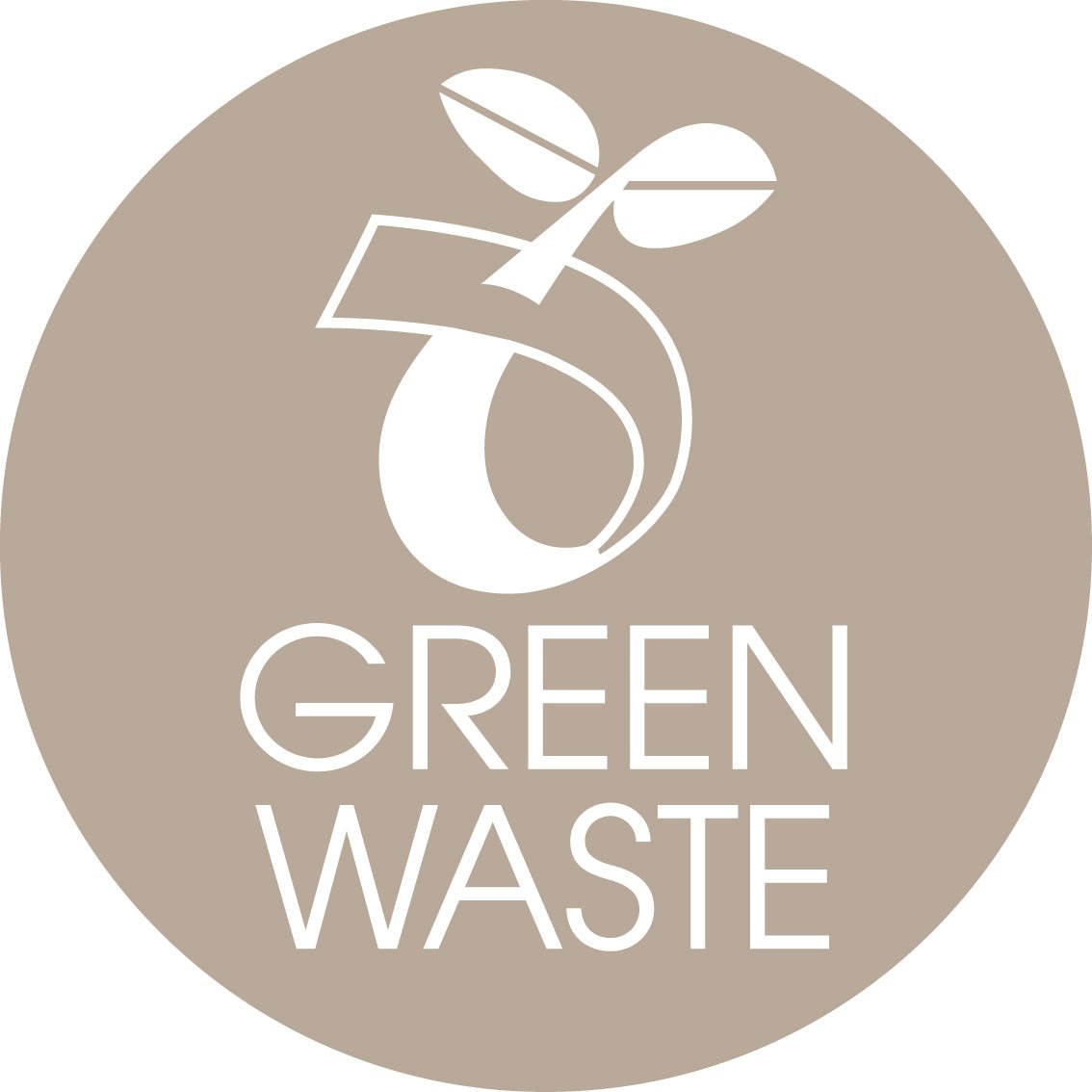 Green Waste Fawn Background Circle Bin Sticker - New Signs