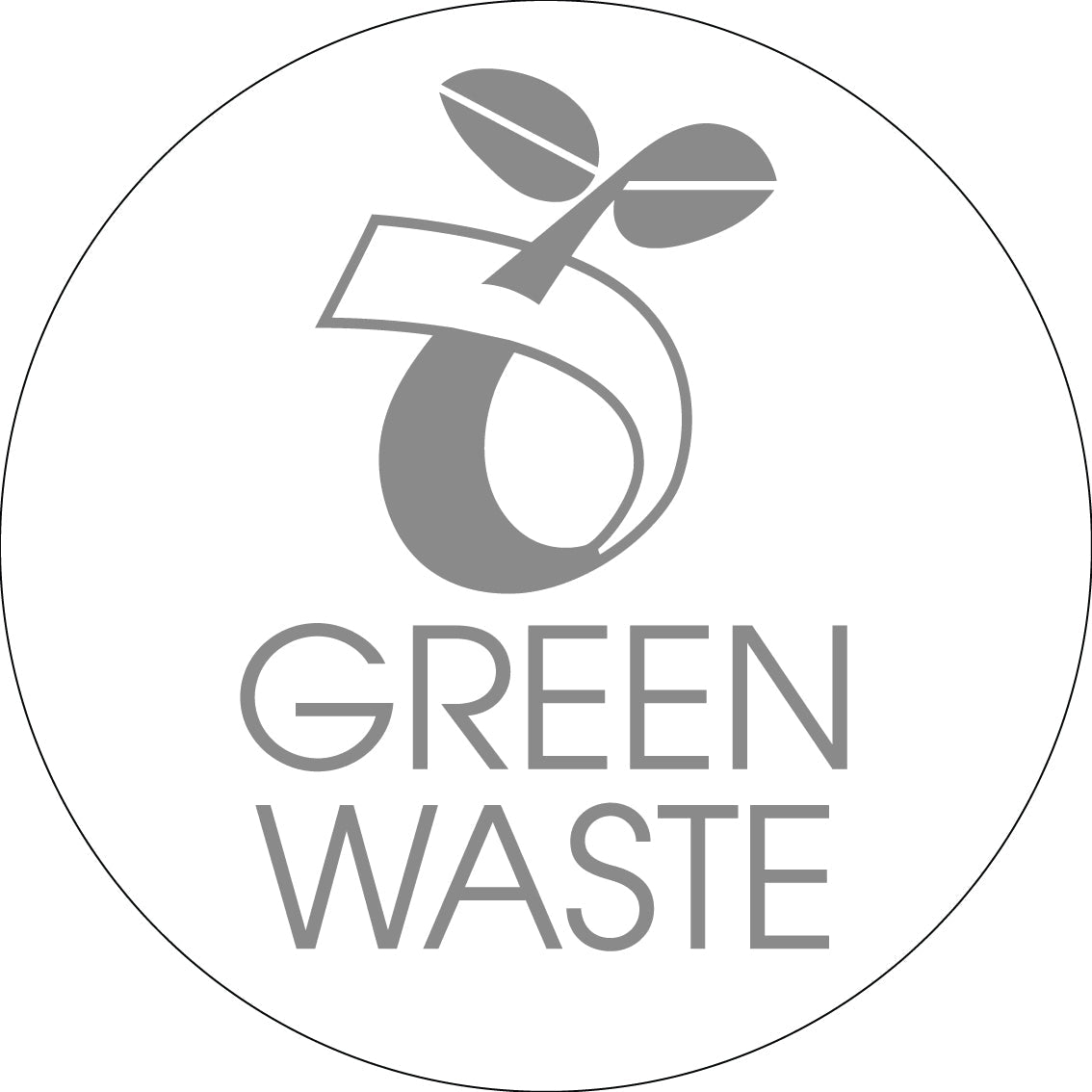 Green Waste Grey Circle Bin Sticker - New Signs