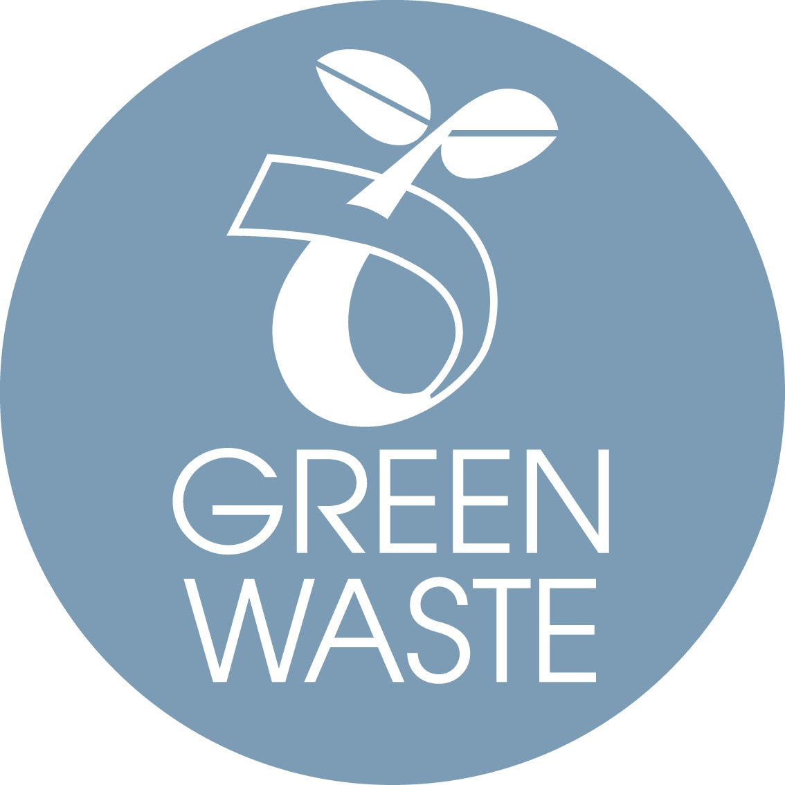 Green Waste Ocean Background Circle Bin Sticker - New Signs