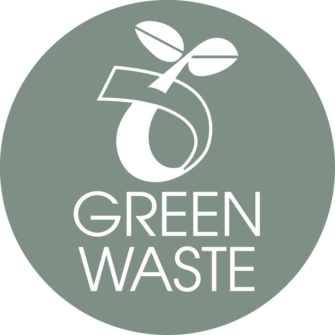 Green Waste Sage Background Circle Bin Sticker - New Signs