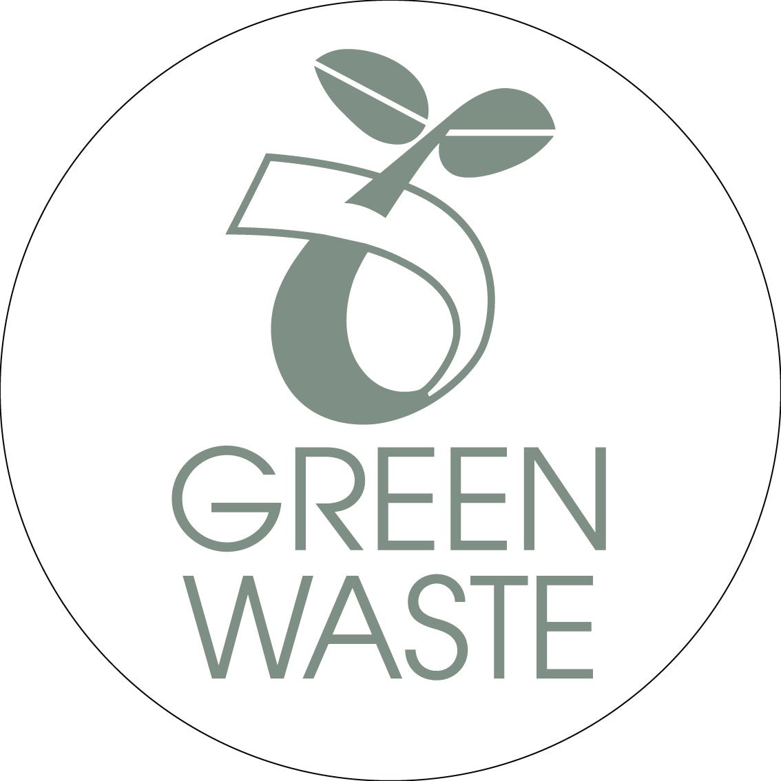 Green Waste Sage Circle Bin Sticker - New Signs