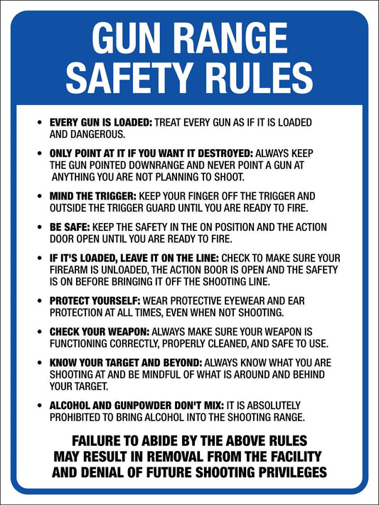 Gun Range Safety Rules 1 Sign - New Signs