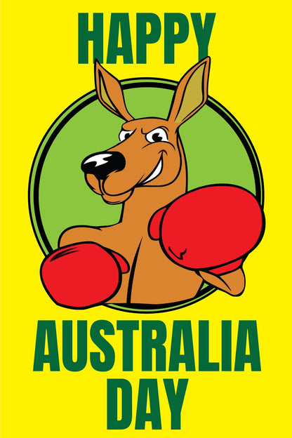 Happy Australia Day Boxing Kangaroo Sign - New Signs
