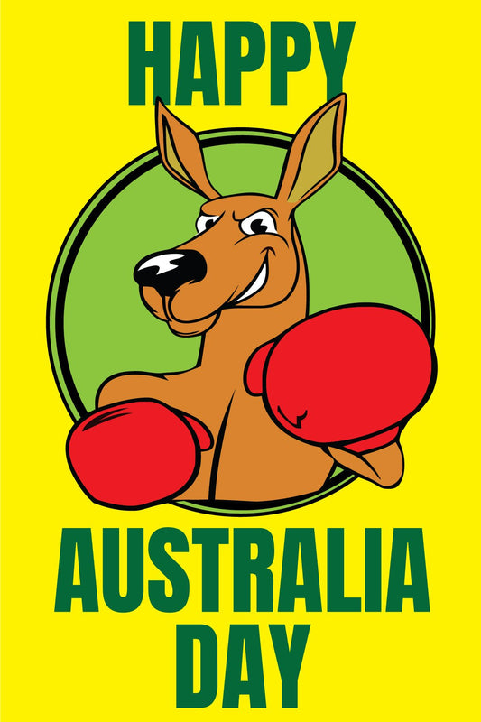 Happy Australia Day Boxing Kangaroo Sign - New Signs