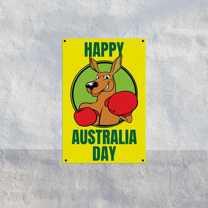 Happy Australia Day Boxing Kangaroo Sign - New Signs
