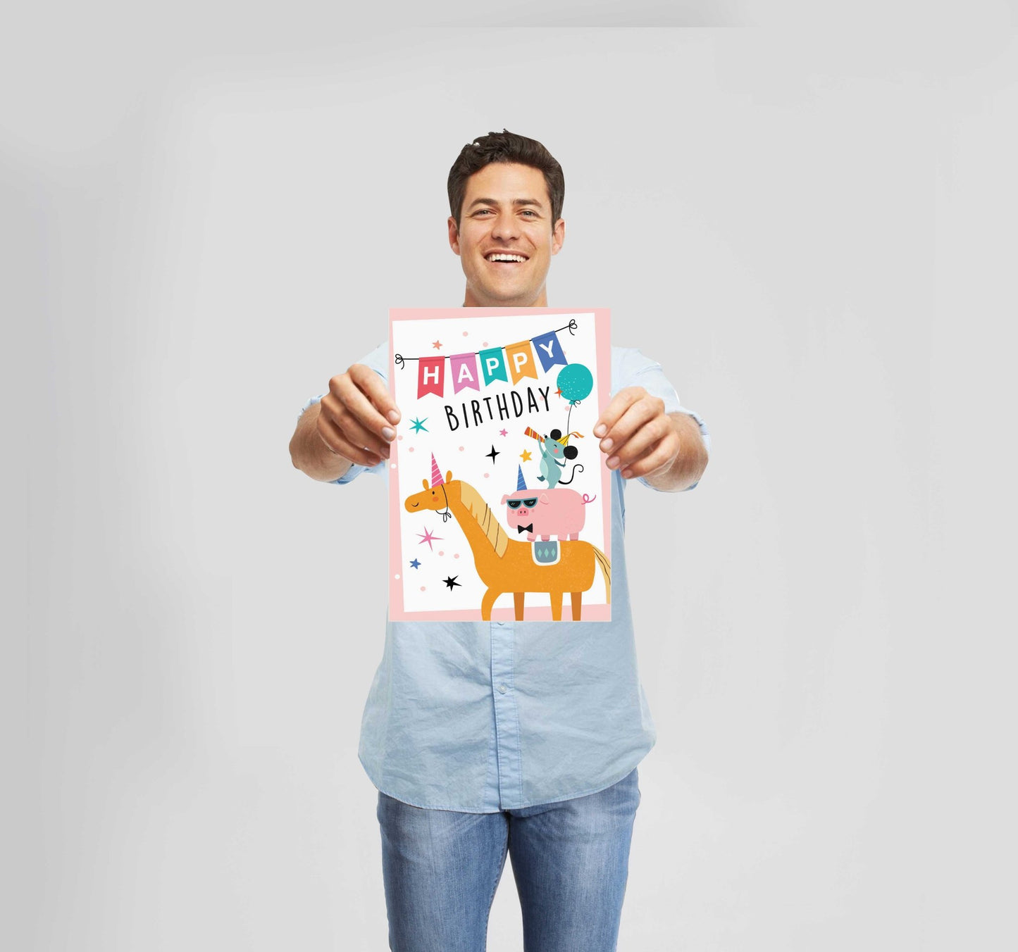 Happy Birthday Animal Poster Wall Art Prints - New Signs