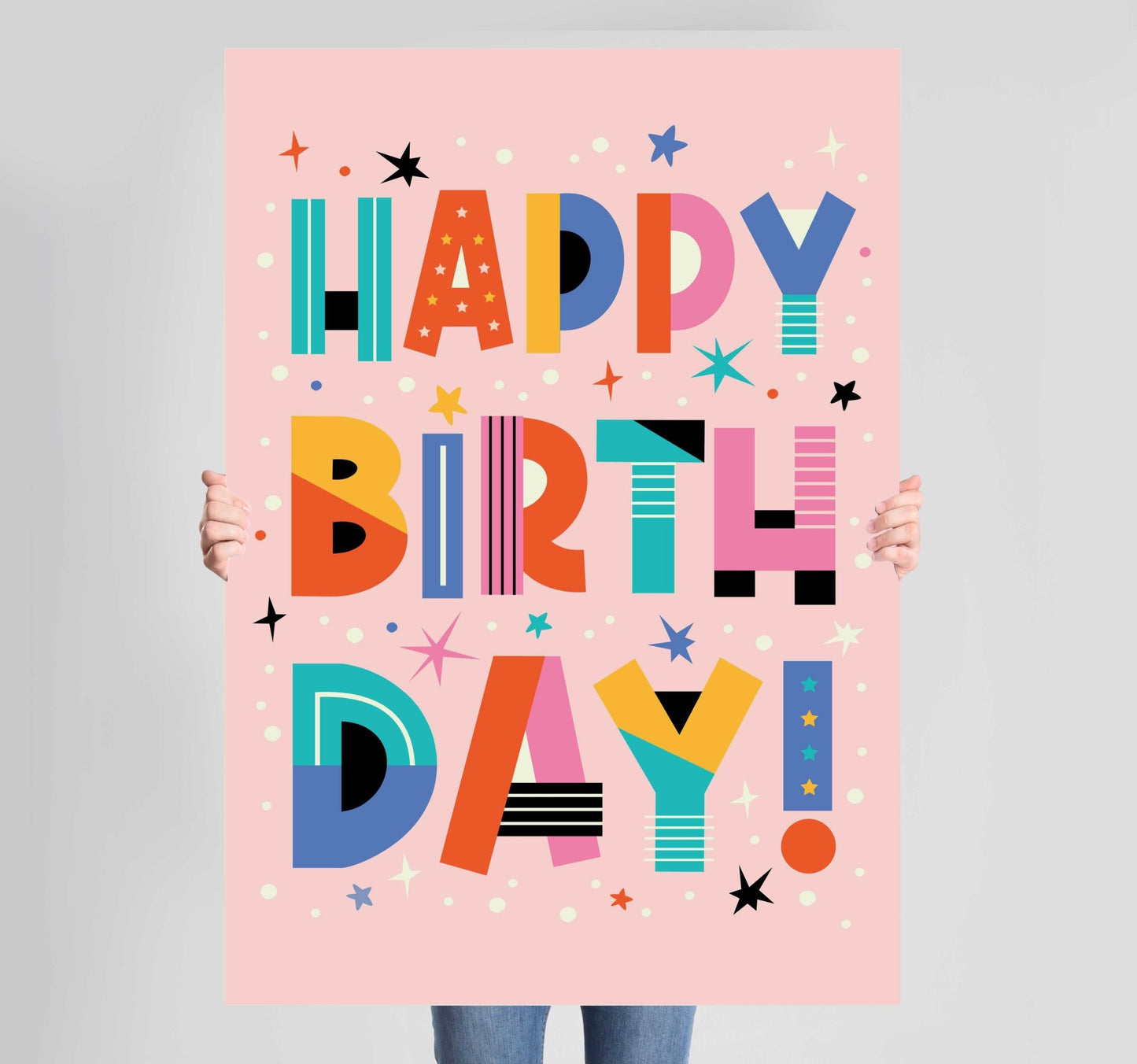 Happy Birthday Pink Poster Poster Wall Art Prints - New Signs