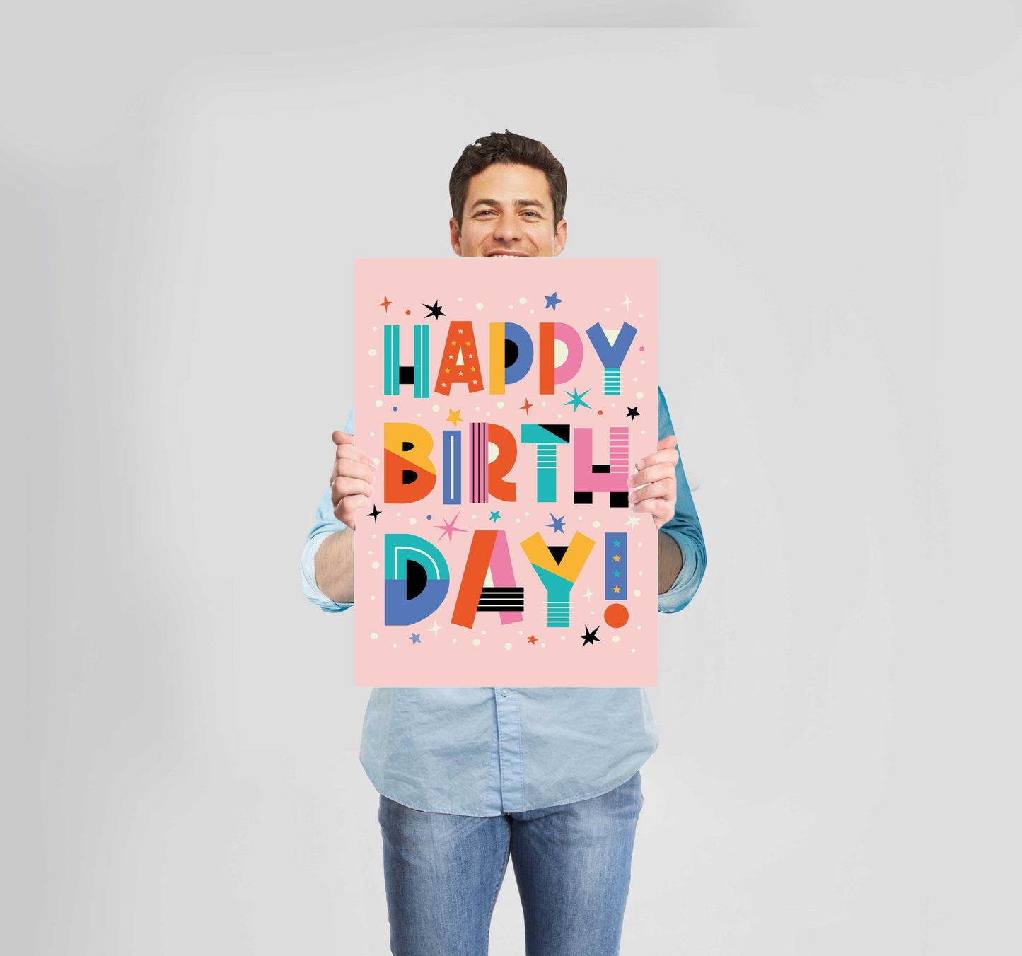 Happy Birthday Pink Poster Poster Wall Art Prints - New Signs