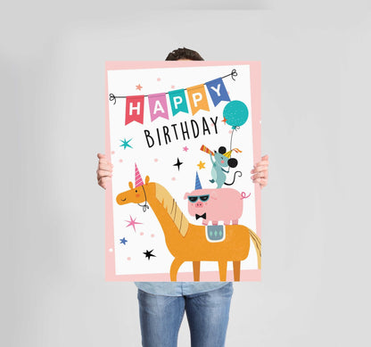 Happy Birthday Poster Wall Art Prints (Set of 5) - New Signs