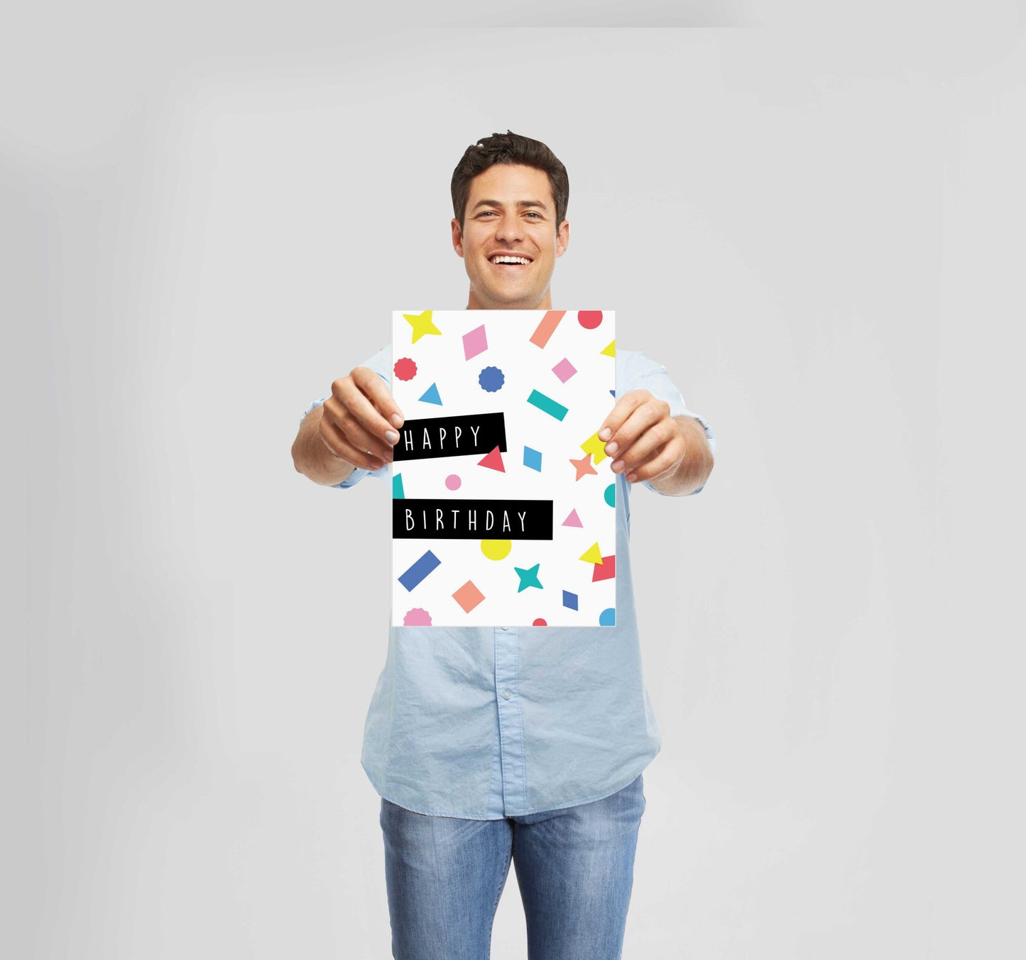 Happy Birthday Shapes Poster Wall Art Prints - New Signs
