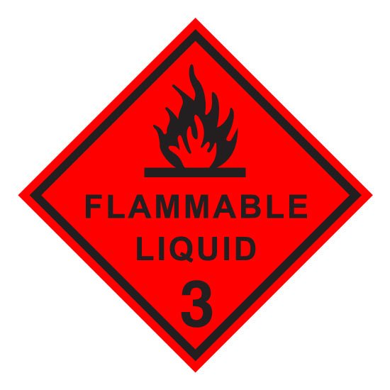 Hazchem CLASS 3 - FLAMMABLE LIQUID - BLACK - Sticker - New Signs