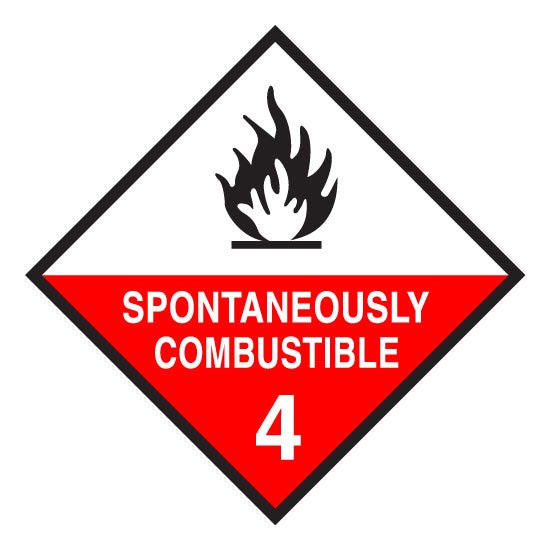 Hazchem CLASS 4 - SPONTANEOUSLY COMBUSTIBLE - Sticker - New Signs