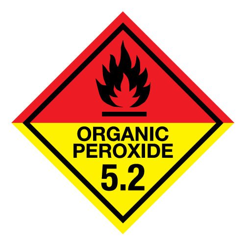 Hazchem CLASS 5 - ORGANIC PEROXIDE 5.2 Red and Yellow - Sticker - New Signs