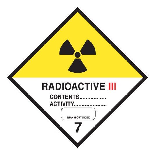 Hazchem CLASS 7 - RADIOACTIVE - CATEGORY 3 - Sticker - New Signs