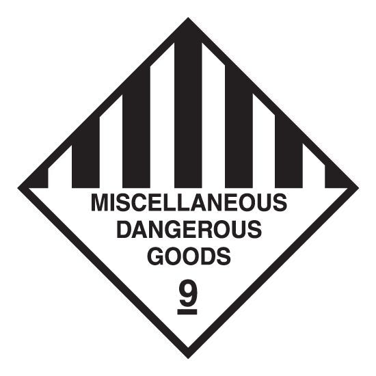 Hazchem CLASS 9 - MISCELLANEOUS DANGEROUS GOODS - Sticker - New Signs