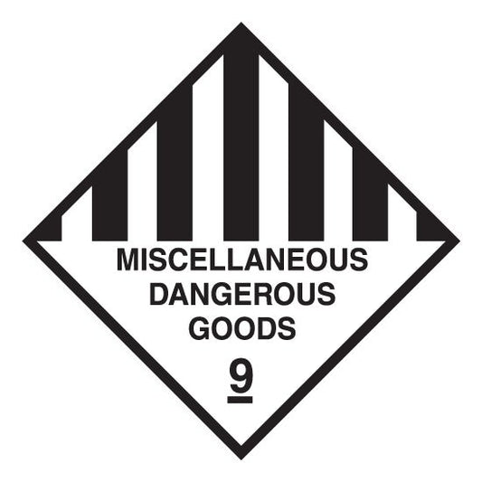 Hazchem CLASS 9 - MISCELLANEOUS DANGEROUS GOODS - Sticker - New Signs