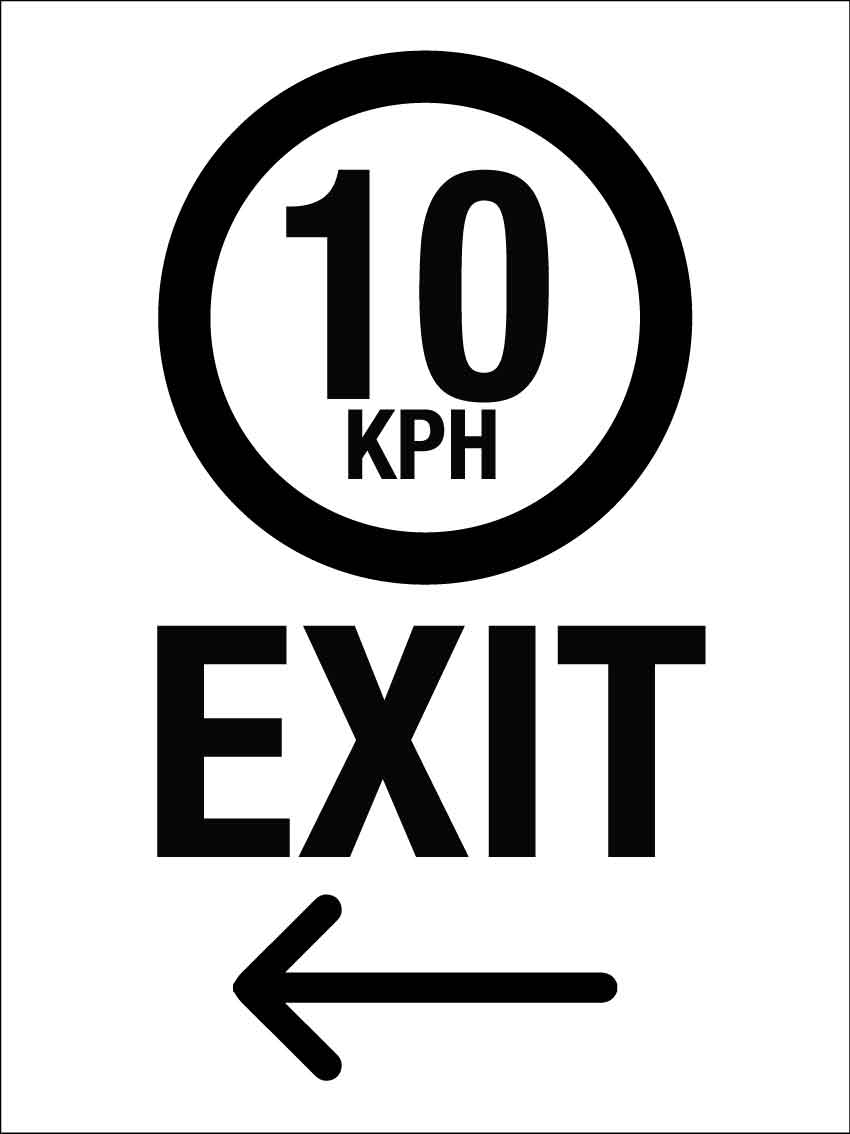HGK 10kph Exit Left Arrow 300mm x 400mm - New Signs
