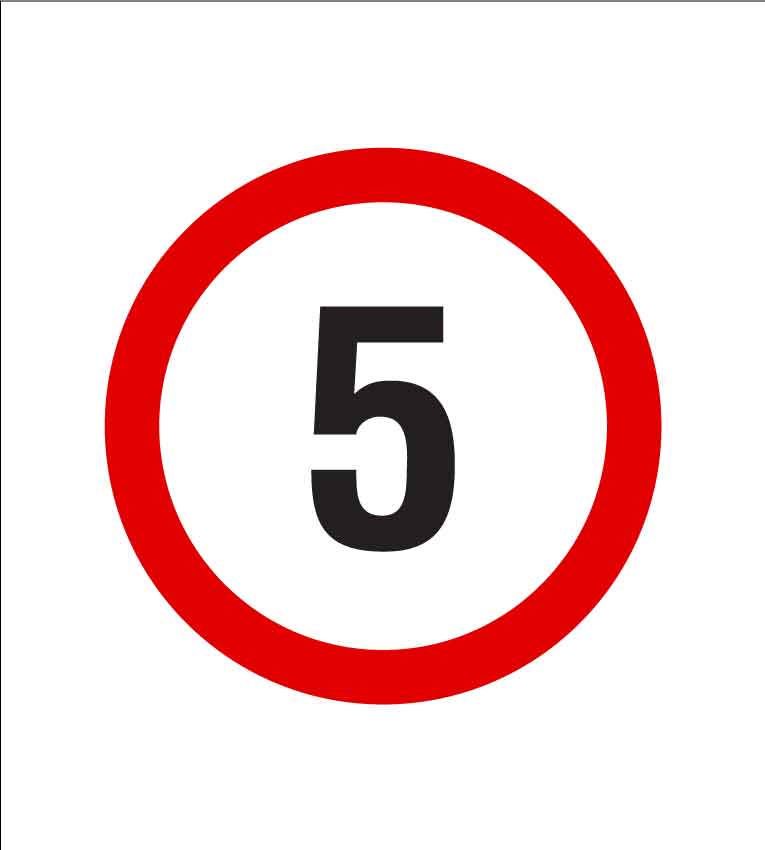 HGK 5km Speed Sign 270mm x 300mm - New Signs