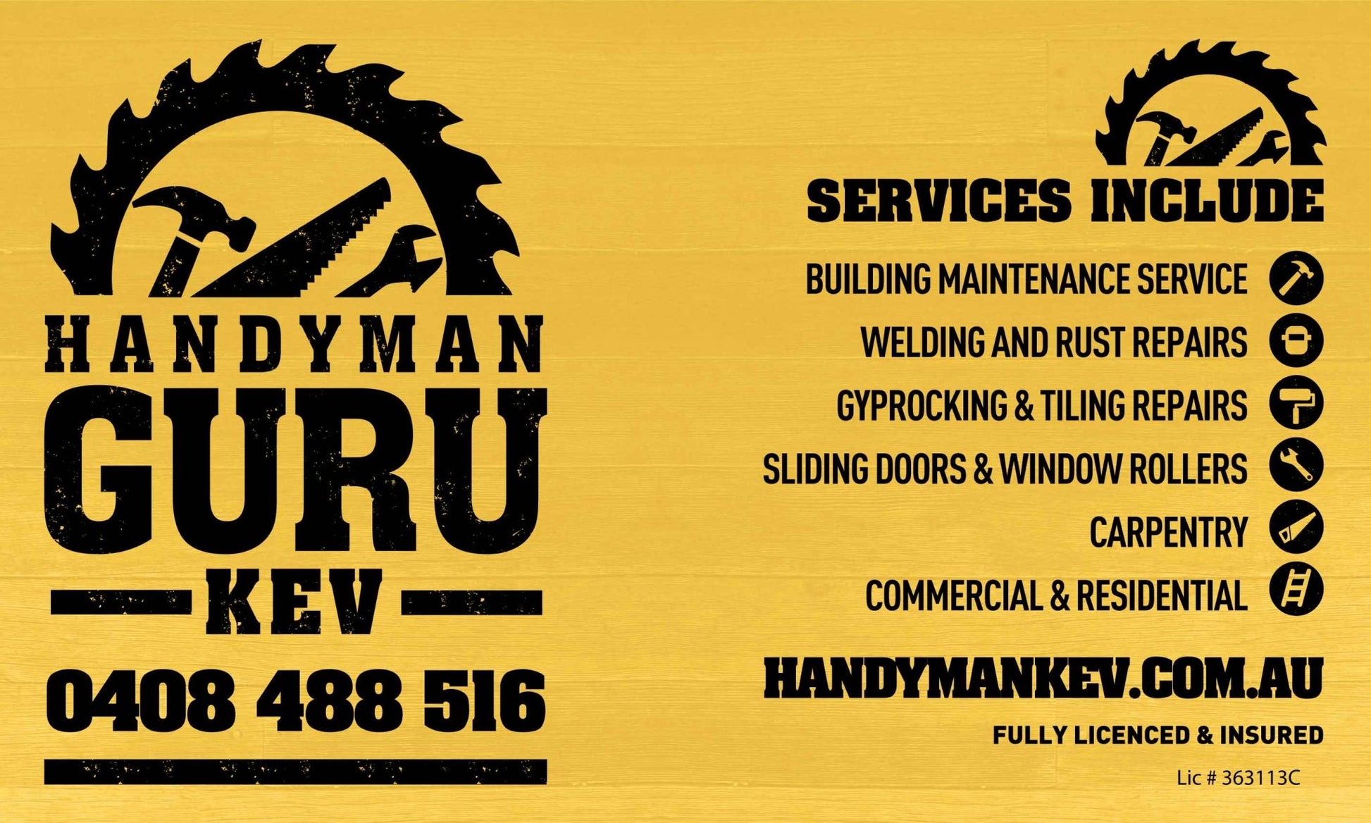 HGK Handyman Guru Kev 1000mm x 600mm - New Signs